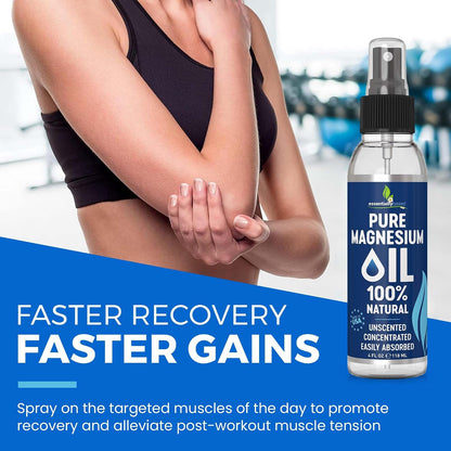 Pure Magnesium Oil Spray for Sleep, Feet & Leg Cramps - USP Grade - 4Oz