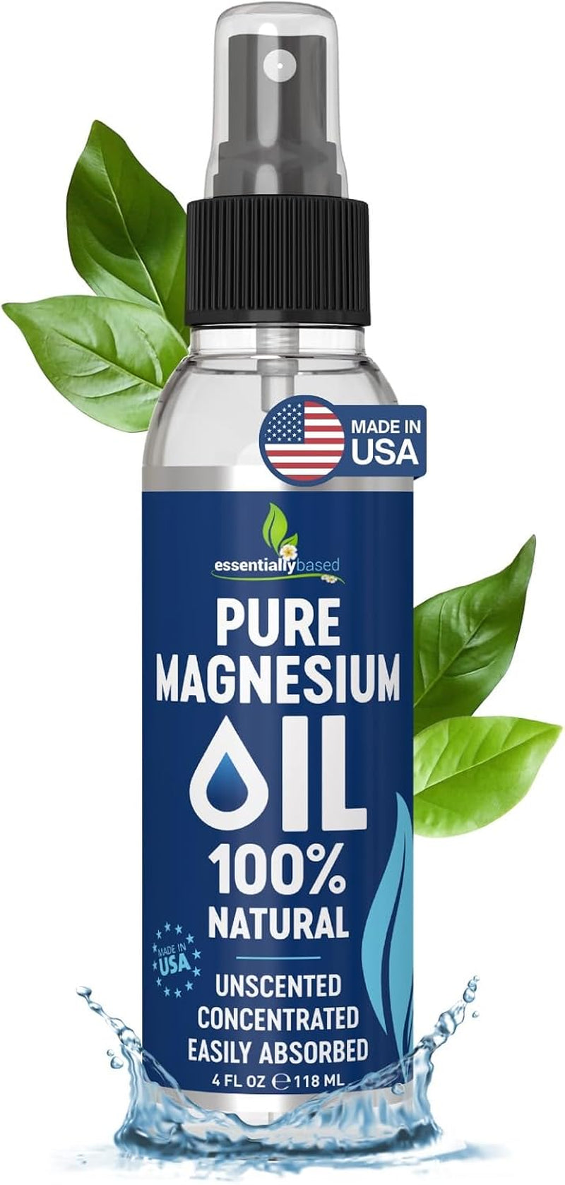 Pure Magnesium Oil Spray for Sleep, Feet & Leg Cramps - USP Grade - 4Oz