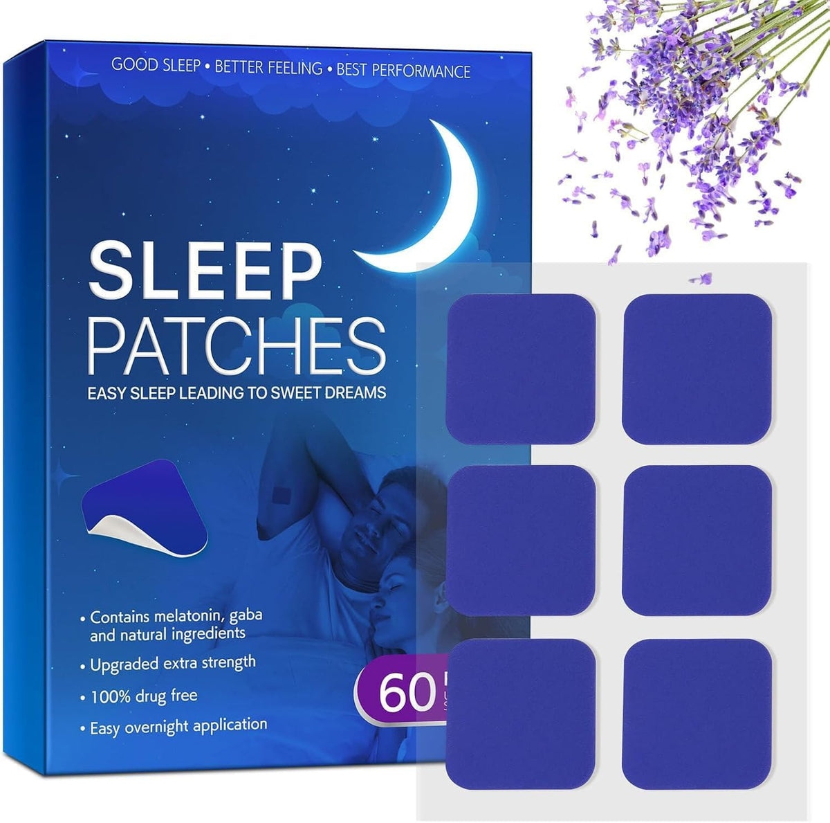 Adult Sleep Patches, 60 Packs of All-Natural Deep Sleep Patches, Natural and Quick-Acting Ingredients, Suitable for Both Men and Women, Easy to Use, Ensuring a Wonderful Night'S Sleep