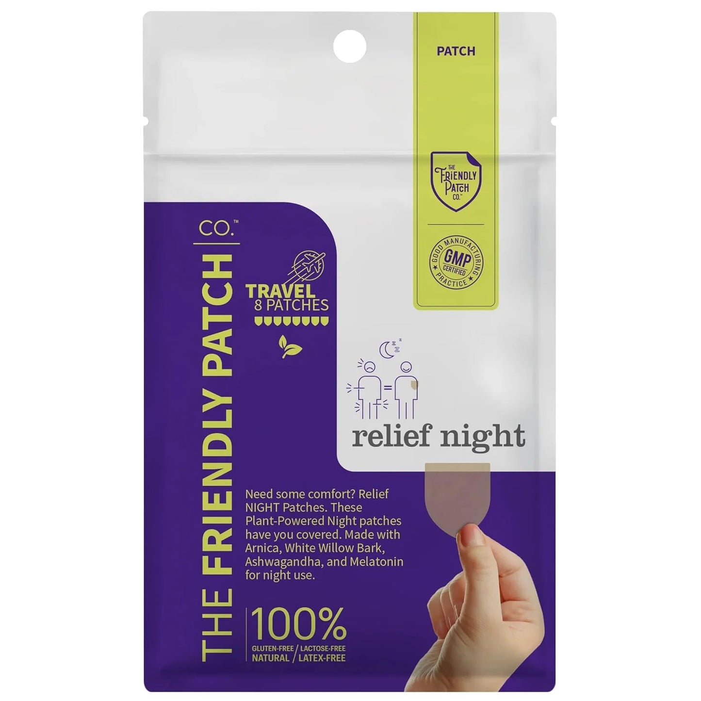 The Friendly Patch Relief Night, Pain Patches 8 Count, Arnica, Melatonin, Body Part That Hurts, Sleep Patches